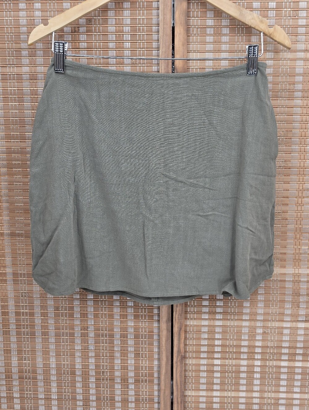 ☆ Sadie & Sage Olive Green Cotton Linen Blend Mini Skirt Size Small